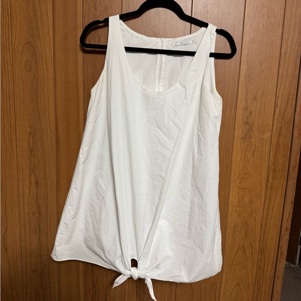 NWOT Zara White Tie-Front Romper Mini Dress